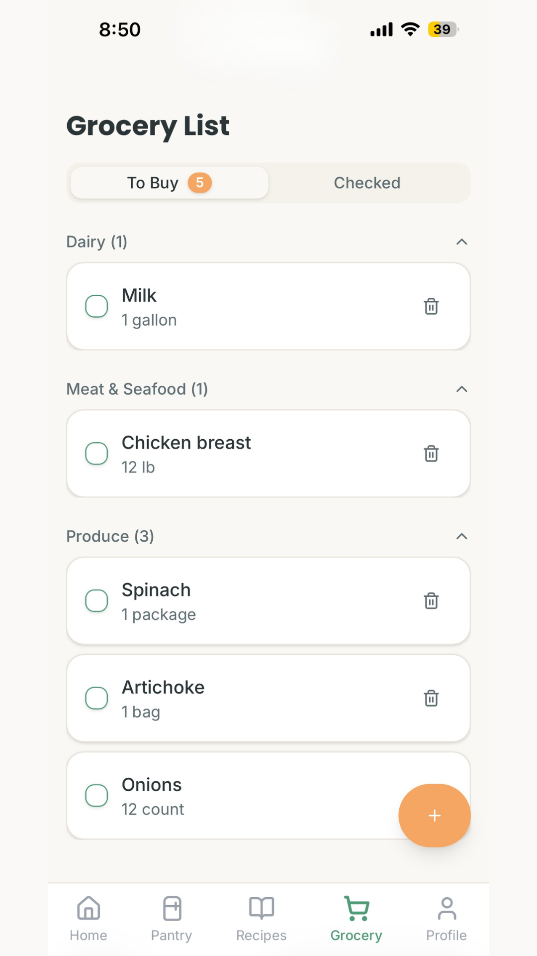 Calfo grocery list